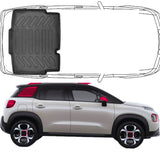 3D Fußmatten & Untere Kofferraumwanne Auto Set Kompatibel mit C3 Aircross 1.Gen 2017-2024 Feste Rücksitze