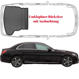 Kofferraumwanne für Mercedes C Klasse W205 Limousune 2014 - 2022 Umklappbare Rücksitze Kofferraummatte mit rechtem Ausbuchtung