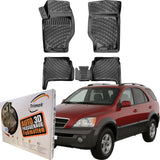 Trimak Autofußmatten kompatibel mit KIA SORENTO 1.Gen. (2002 - 2009) Auto Allwetter Gummimatten