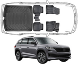 3D Fußmatten & Kofferraumwanne Auto Set Kompatibel mit Skoda Kodiaq 2017 - 2024