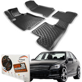 Trimak Autofußmatten kompatibel mit Mercedes C Klasse W204 (2007-2014) Auto Allwetter Gummimatten