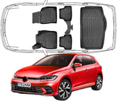 3D Fußmatten & Untere Kofferraumwanne Auto Set Kompatibel mit VW Polo VI 2017 -2024