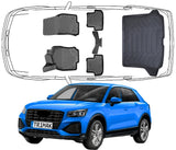 3D Fußmatten & Kofferraumwanne Auto Set Kompatibel mit Audi Q2 2016 - 2024