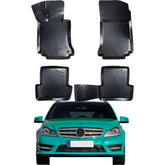 Rizline Kompatibel mit Mercedes-Benz C Klasse W204 2007-2014 Gummimatten 3D Automatten