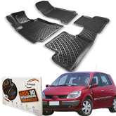 Trimak Autofußmatten kompatibel mit Renault Scenic 2.Gen (2003-2008) Auto Allwetter Gummimatten