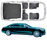 3D Fußmatten & Kofferraumwanne Auto Set Kompatibel mit Mercedes-Benz S-Klasse W 222 Kurz