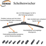 Trimak Flat Wiper Blade Scheibenwischer 2 Stück Frontscheiben-Set 26" & 18" zoll ( 65 cm & 45 cm) Gelenklose Scheibenwischerblätter