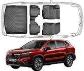 3D Auto Fußmatten & Obere Kofferraumwanne Set Kompatibel mit Suzuki S-Cross 2.Gen ab 2022
