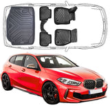 3D Auto Fußmatten & Untere Kofferraumwanne Set Kompatibel mit BMW 1'er F40 2019-2024