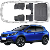 3D Auto Fußmatten & Kofferraumwanne Set Kompatibel mit Peugeot 2008 1.Gen 2013-2019