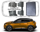 3D Auto Fußmatten & Obere Kofferraumwanne Set Kompatibel mit Peugeot 2008 Hybrid 2.Gen ab 2023