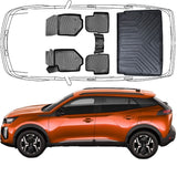 3D Fußmatten & Obere Kofferraumwanne Auto Set Kompatibel mit Peugeot 2008 2.Gen 2019 - 2024