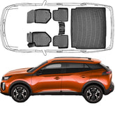 3D Fußmatten & Untere Kofferraumwanne Auto Set Kompatibel mit Peugeot 2008 2.Gen 2019 - 2025
