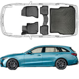 Trimak Passgenau 3D Auto Fußmatten & Kofferraumwanne Set Kompatibel mit Mercedes C-Klasse S206 T Modell ab 2021