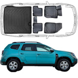 3D Fußmatten & Kofferraumwanne Auto Set Kompatibel mit Dacia Duster 4X2 2. Gen Facelift 2022 - 2024