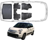 3D Fußmatten & Untere Kofferraumwanne Auto Set Kompatibel mit Fiat 500L 2012 - 2022 Untere