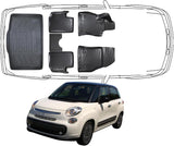 3D Fußmatten & Untere Kofferraumwanne Auto Set Kompatibel mit Fiat 500L 2012 - 2022 Untere