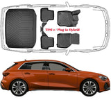 3D Auto Fußmatten & Kofferraumwanne Set Kompatibel mit Audi A3 8Y TFSI-e Plug-in-Hybrid ab 2020