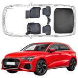 3D Auto Fußmatten & Kofferraumwanne Set Kompatibel mit Audi A3 8Y Sportback ab 2020