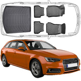 Set Autofußmatten und Kofferraummatte kompatibel mit Audi A4 S4 RS4 Lim. und Kombi B9 ab 2015