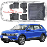 3D Auto Fußmatten & Kofferraumwanne Set Kompatibel mit VW Tiguan Allspace *Sitzordnung für 5 Personen