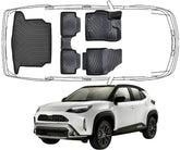 3D Fußmatten & Untere Kofferraumwanne Auto Set Kompatibel mit Toyota yaris Cross
