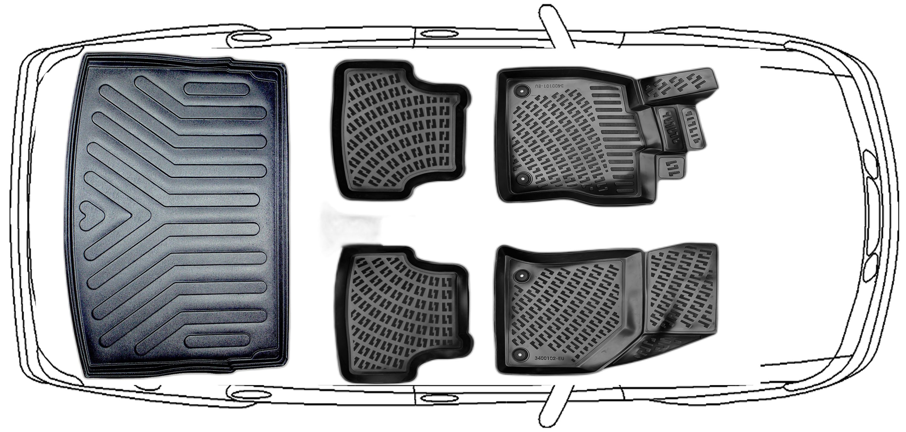 3D Fußmatten & Kofferraumwanne Auto Set Kompatibel mit BMW 5er F10 201 –  autoteile