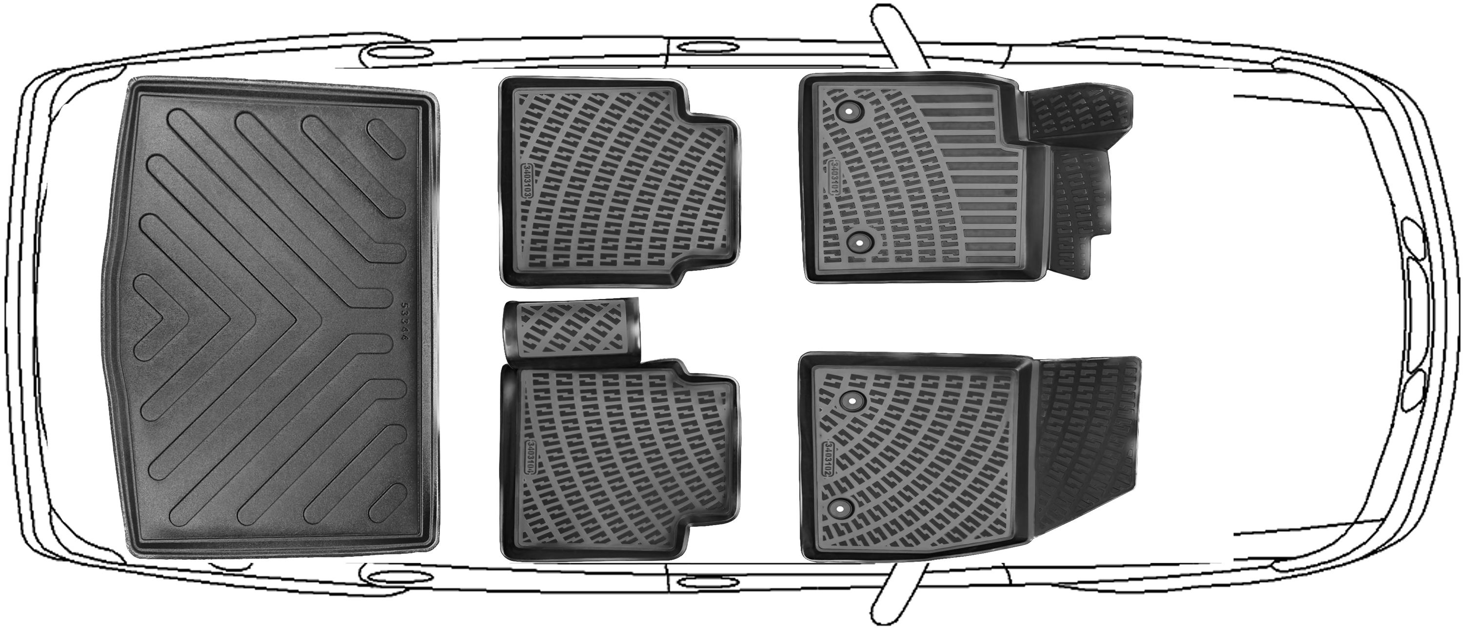 3D Fußmatten & Kofferraumwanne Auto Set Kompatibel mit Fiat Panda 3.Ge –  autoteile