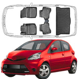 3D Auto Fußmatten & Kofferraumwanne Set Kompatibel mit Toyota Aygo 1.Gen 2005-2014