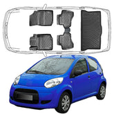3D Auto Fußmatten & Kofferraumwanne Set Kompatibel mit Citroen C1 1.Gen 2005-2014