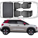 3D Fußmatten & Kofferraumwanne Auto Set Kompatibel mit Citroën C3 Aircross 2017 - 2024