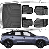3D Auto Fußmatten & Obere Kofferraumwanne Set Kompatibel mit CITROËN C4 3.Gen Benzin / Dizel ab 2020