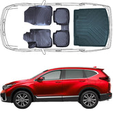 3D Fußmatten & Obere Kofferraumwanne Auto Set Kompatibel mit Honda CR-V 5.Gen 2018 - 2023