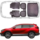 3D Fußmatten & Untere Kofferraumwanne Auto Set Kompatibel mit Honda CR-V 5.Gen 2018-2023