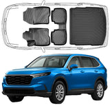 3D Auto Fußmatten & Kofferraumwanne Set Kompatibel mit Honda CR-V 6.Gen ab 2022