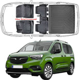 3D Auto Fußmatten & Kofferraumwanne Set Kompatibel mit Opel Combo E 5.Gen ab 2018 *Ohne Metal Trennwand