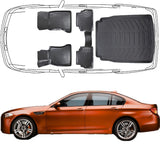 3D Fußmatten & Kofferraumwanne Auto Set Kompatibel mit BMW 5er F10 2010 - 2013 Sedan Limousine