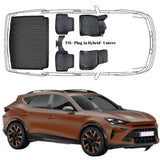 3D Auto Fußmatten & Untere Kofferraumwanne Set Kompatibel mit Cupra Formentor Benzin-PHEV ab 2020