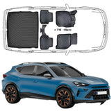 3D Auto Fußmatten & Obere Kofferraumwanne Set Kompatibel mit Cupra Formentor e-Tsi ab 2020