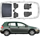 Set Autofußmatten und Kofferraummattem kompatibel mit VW Golf 5 (V) 2003-2008