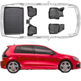 Set Autofußmatten und Kofferraummattem kompatibel mit VW Golf 6 (VI) 2008-2012