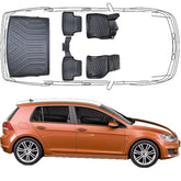 Set Autofußmatten und Obere Kofferraummatte kompatibel mit VW Golf 7 2013 - 2020