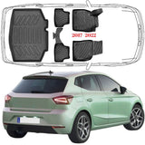 3D Auto Fußmatten & Kofferraumwanne Set Kompatibel mit Seat Ibiza V 2017-2022 HB
