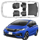 3D Auto Fußmatten & Kofferraumwanne Set Kompatibel mit Honda Jazz 3.Gen Typ GK 2013-2023
