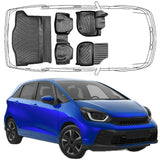 3D Auto Fußmatten & Kofferraumwanne Set Kompatibel mit Honda Jazz 4.Gen Typ GR ab 2020