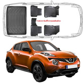 3D Auto Fußmatten & Untere Kofferraumwanne Set Kompatibel mit Nissan Juke 1.Gen 2016-2019