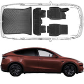 Trimak Passgenau 3D Auto Fußmatten & Kofferraumwanne Set Kompatibel mit Tesla Neu Model Y (Juniper) ab 2025