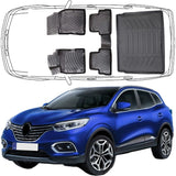 3D Fußmatten & Kofferraumwanne Auto Set Kompatibel mit Renault Kadjar 2015 - 2022