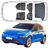 3D Auto Fußmatten & Kofferraumwanne Set Kompatibel mit Hyundai Kona Elektro 1.Gen 2017-2023