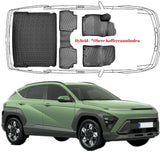 3D Auto Fußmatten & Obere Kofferraumwanne Set Kompatibel mit Hyundai Kona 2.Gen Hybrid ab 2023